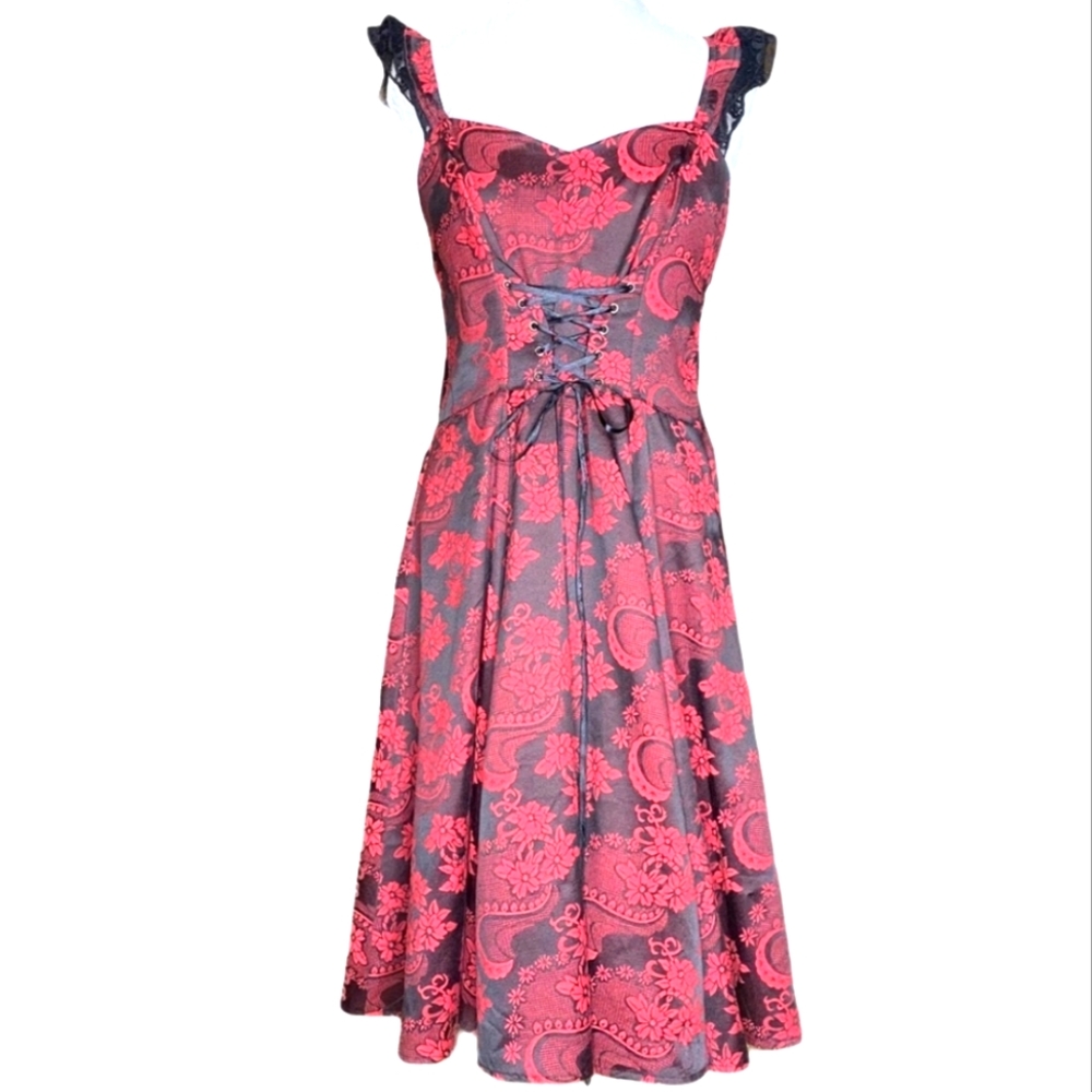 Hearts & Roses Corset Pin-up Dress. Size 14